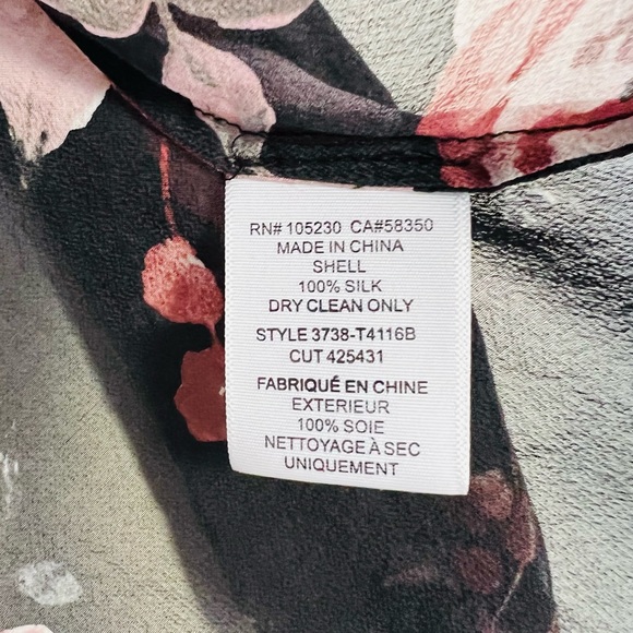 Joie floral silk blouse v-neck long sleeve boho pleated front button down shirt - Picture 6 of 6